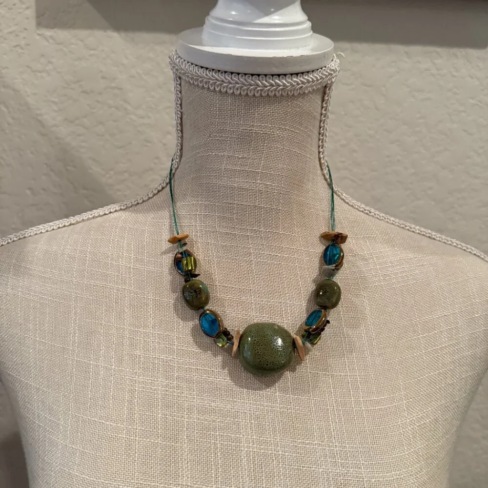 Artisan Mixed Materials Necklace Beachy Vibe